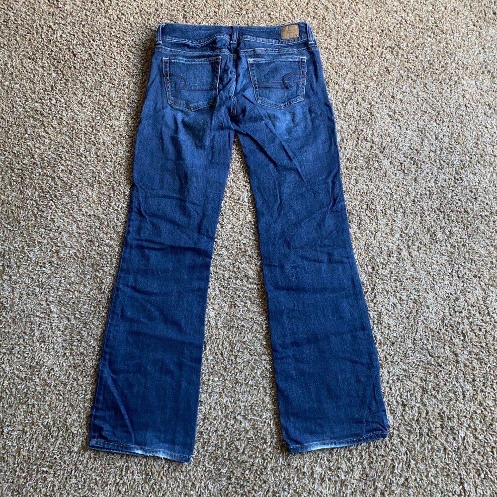 American Eagle Jeans Womens 4 Blue Slim Bootcut Low Rise Frayed Hem Denim 29X30 - Picture 4 of 12